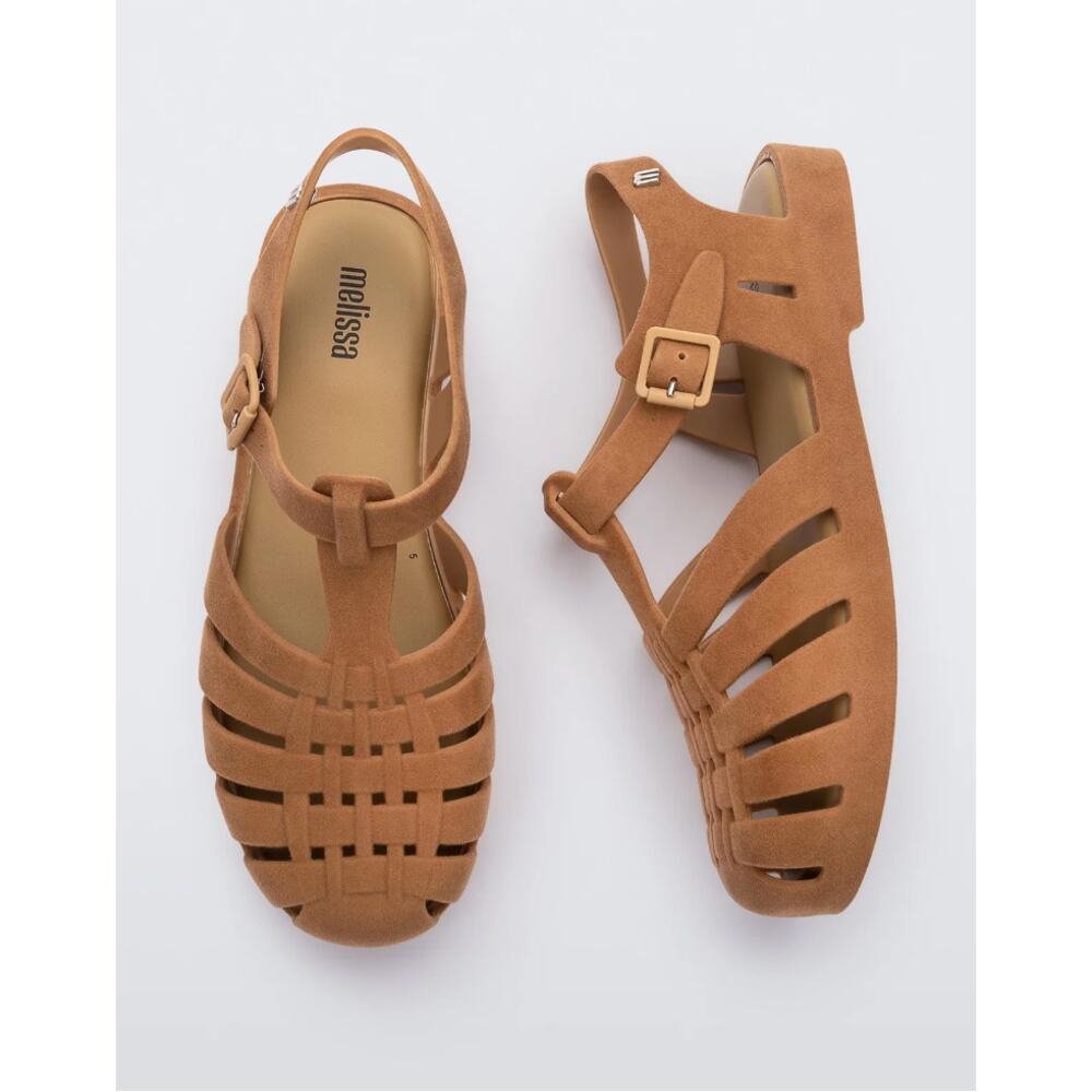 Melissa Possession Sandal Fisherman Velvet Beige Flocked 37 / 6